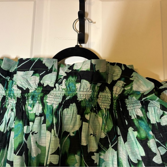 Christy Green Floral Off-Shoulder Blouse Large - Picture 2 of 6